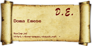 Doma Emese névjegykártya
